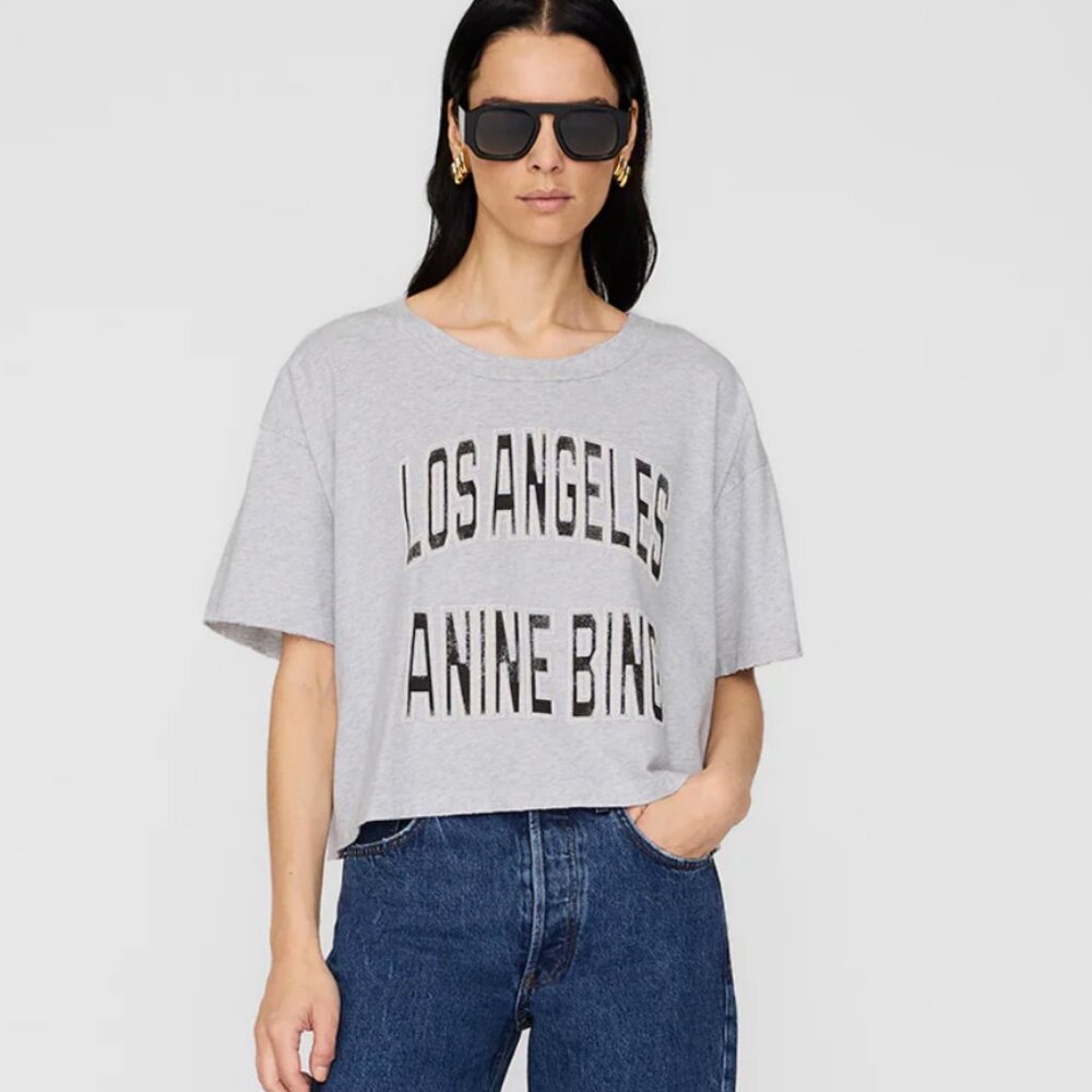 Anine Bing Johnny Cropped Tee SZ M
